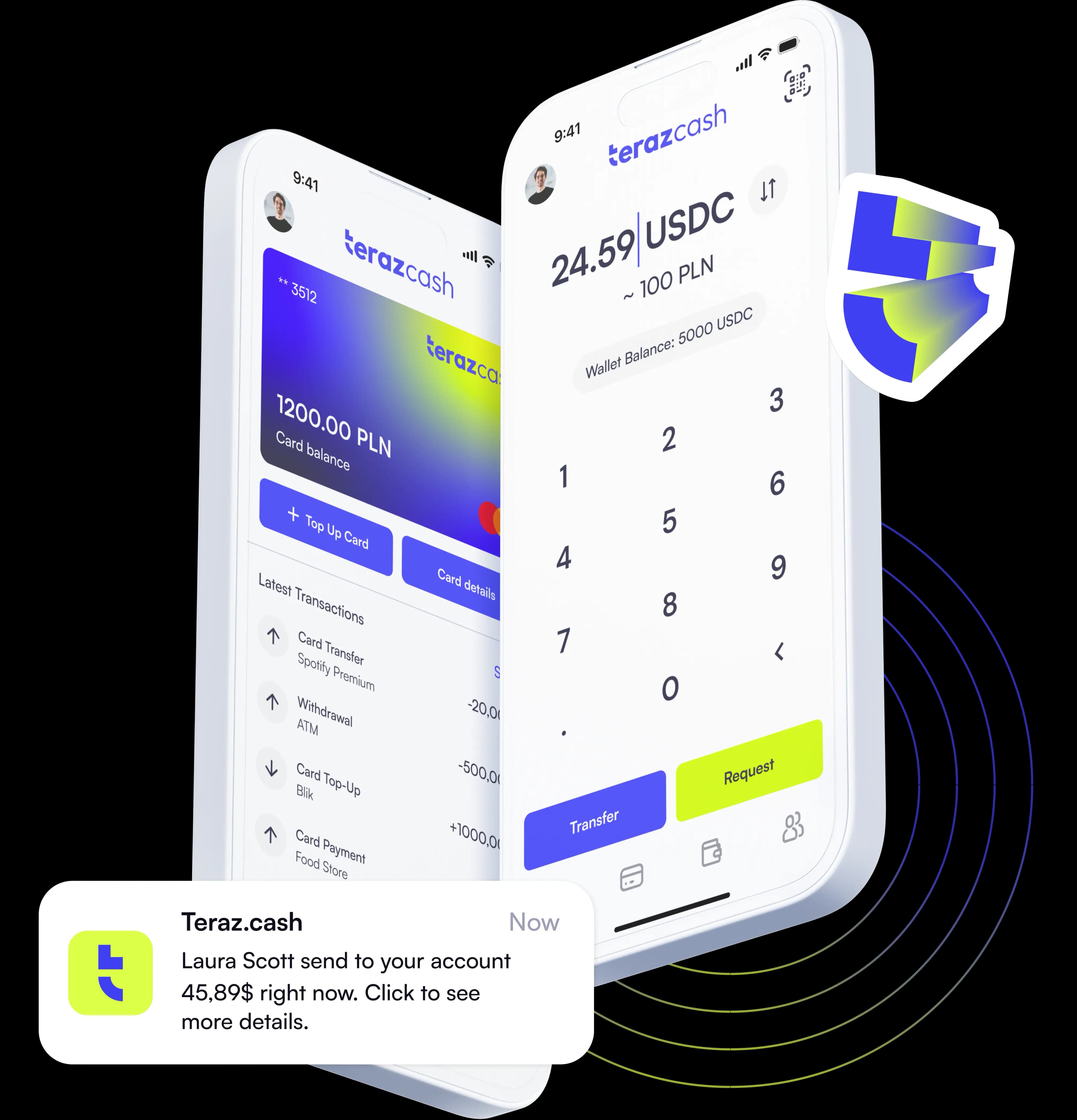 Teraz.cash app interface